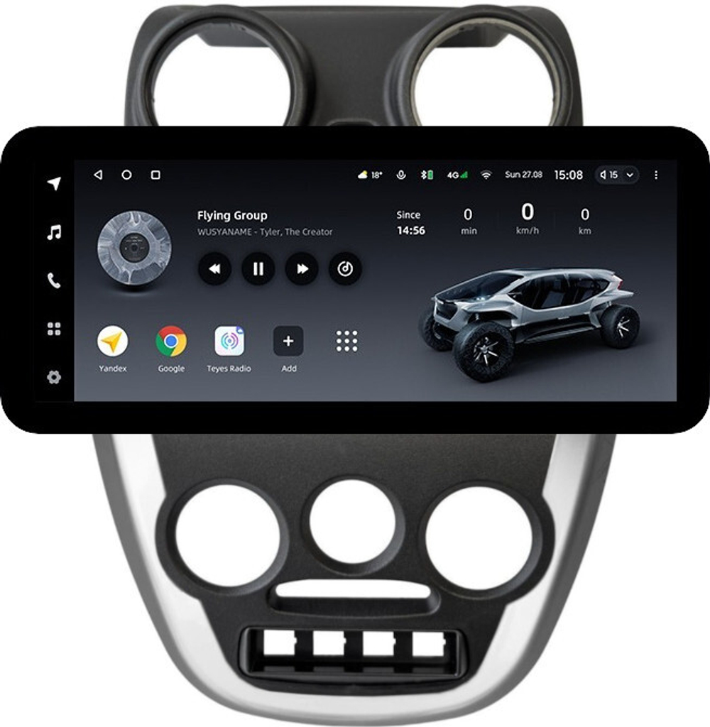 Магнитола для Lada Granta 2011-2018 (большая рамка) - Teyes LUX ONE ROUND монитор 12.3" 2K QLED на Android 10, CarPlay, 4G SIM-слот