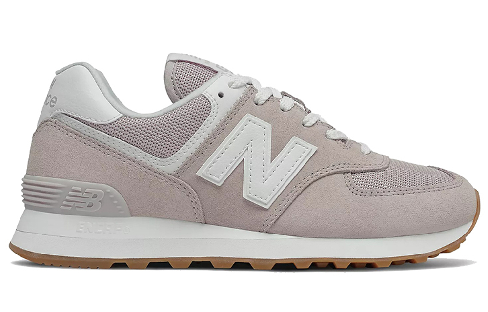 New Balance NB 574 retro mesh anti-fur fabric synthetic leather shock absorption, non-slip, wear-resistant, breathable, low-cut casual running shoes women's lotus root pink