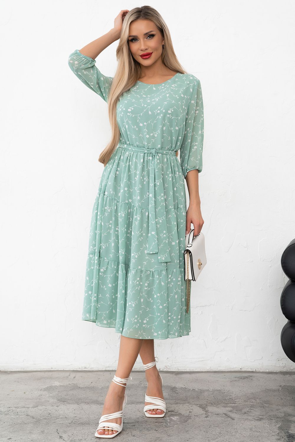 Платье Хелен (мята/белый) Р11-1075/25 Nikol