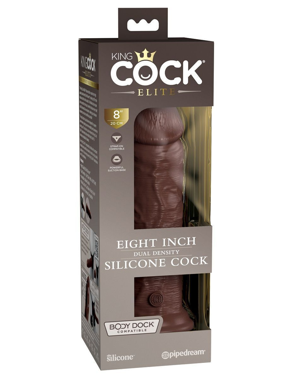 Коричневый фаллоимитатор 8 Silicone Dual Density Cock - 22,8 см. (Цвет: коричневый)
