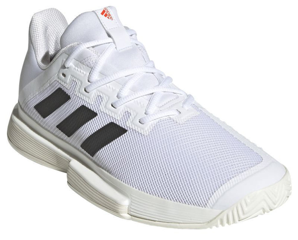 Мужские кроссовки теннисные Adidas SoleMatch Bounce M - white/silver metallic/solar red