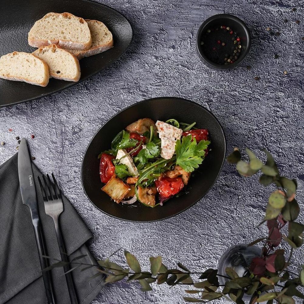 Салатник 450 мл 19*14,5 см h6,4 см Wave Up Smooth Black Raw Stellar P.L. Proff Cuisine [6]