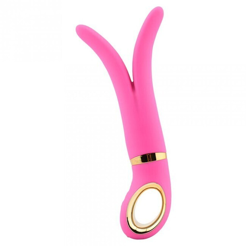 Двойной перезаряжаемый вибратор Lealso Rose (6 режимов) (Цвет: розовый)