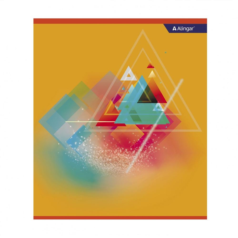 Тетрадь 36л., А5, клетка, Alingar "New line", скрепка, мелованный картон (стандарт) , блок офсет, 4 дизайна в пленке т/у