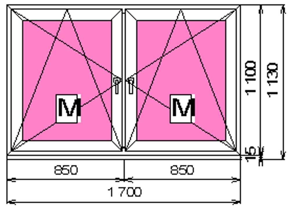 Пластиковое окно 1100 х 1700 ТермА Эко + 2 Москитные сетки