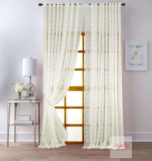 Длинные шторы Люси-Т гипюр жаккардовый (молочный)