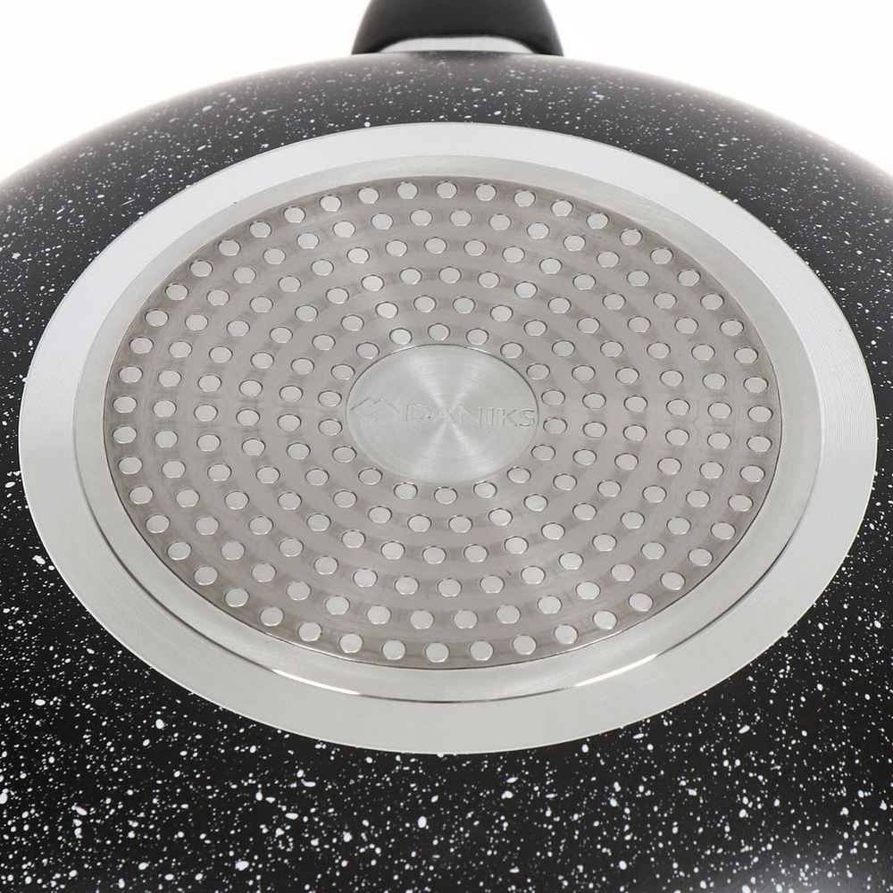 Сковорода алюминий, 30 см, антиприг, Daniks, Олимп Гранит, чер, WOK309-BLM-IND, индукц