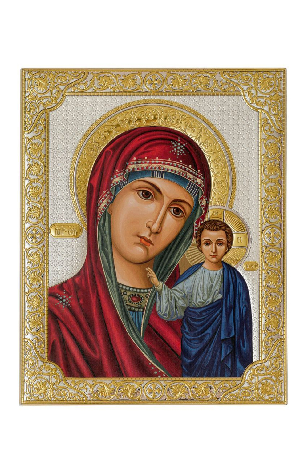 Казанская БМ, икона прямоугольная без рамки, античная 180х230