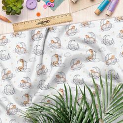 Ткань оксфорд 600 зверьки на полумесяце