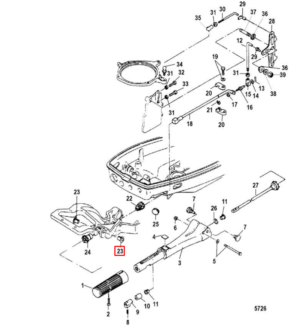 Втулка пластиковая румпеля MERCURY/TOHATSU 9,9-30;M40C (345-63207-0) (Quicksilver)
