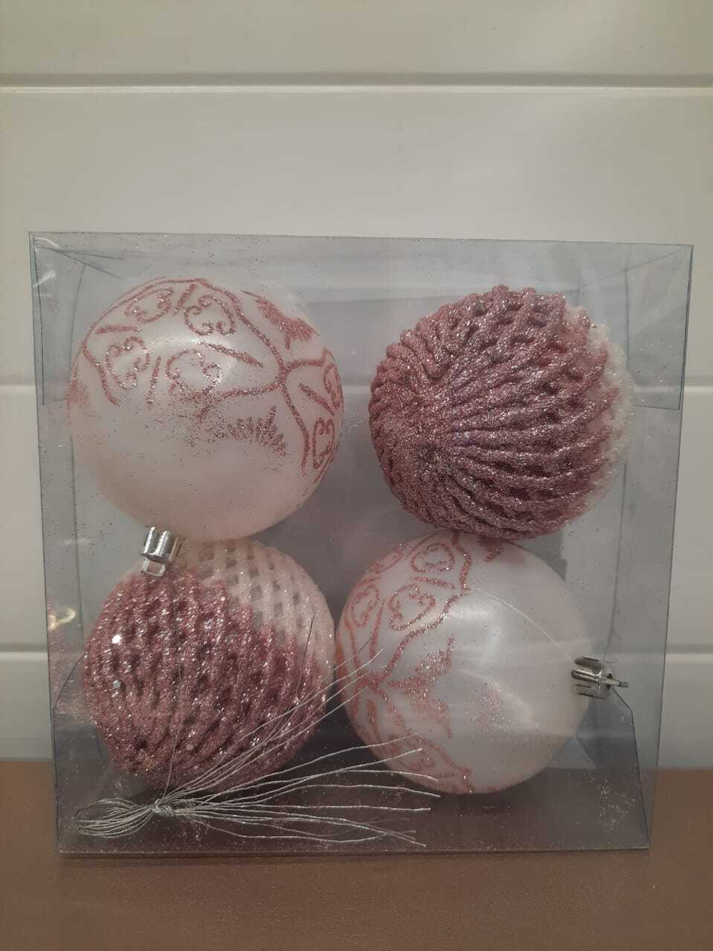 Набор шаров 4шт 8см белый+нежно-розовый, SYQB2-0123088