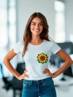 Футболка больших размеров с принтом подсолнух