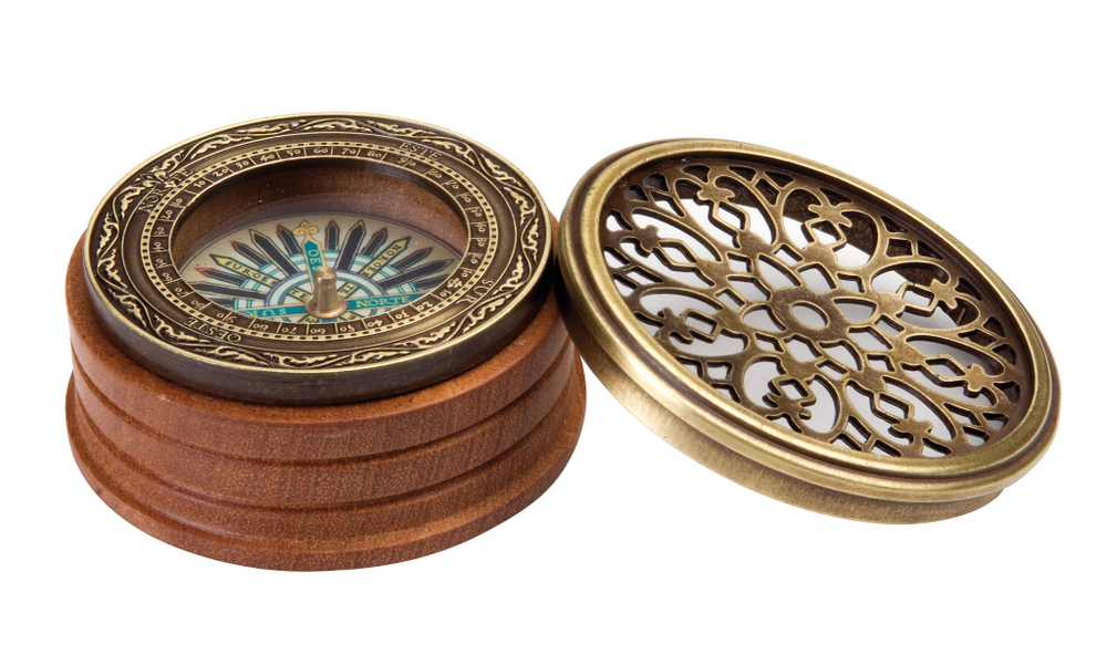 Морской компас 6.3см Hemisferium Nautical Compass Lace бронза