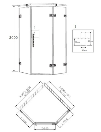 Душевой уголок 100x100 GROSSMAN Status ST-100BRD