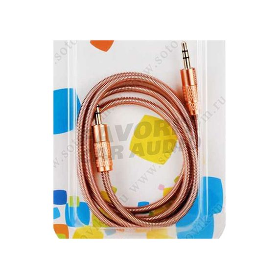Кабель AUX, Jack 3,5mm(m) - Jack 3,5mm(m) Energy, 1.0м, круглый, силикон, цвет: бронзовый, в блистере