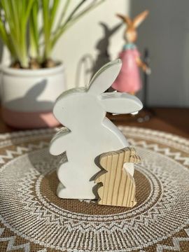 Сувенир керамика, дерево "Два кролика" 15х3,6х10 см