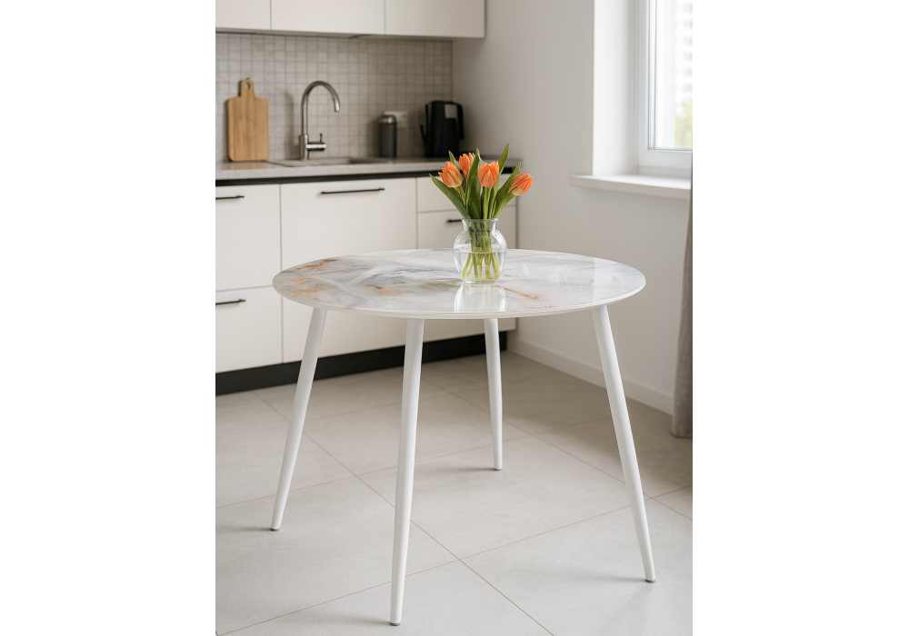 Стол стеклянный Woodville Кловис кианит, белый