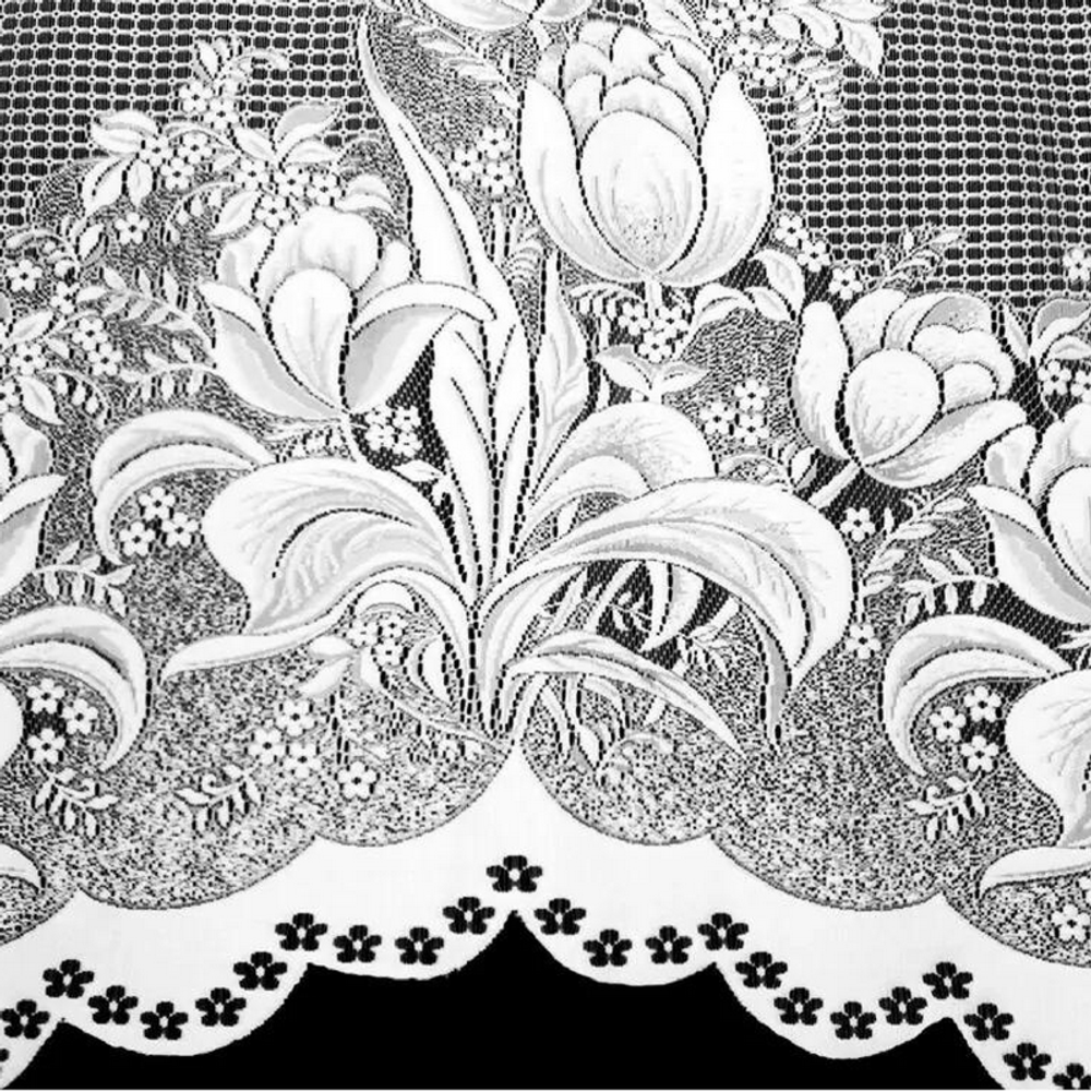 Занавеска "ФМ. ТЮЛЬПАНЫ" модель 471 рис. 2-15-22А, на шторной ленте, цвет белый, Россия.