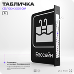 Табличка Бассейн флажковая на стену, двусторонняя с крепежом, 19 х 25 см, для офиса, кафе, ресторана, серия COSMO, Айдентика Технолоджи