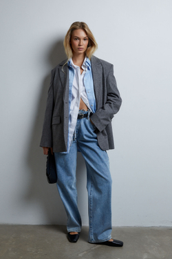 Рубашка свободного кроя из хлопка голубой