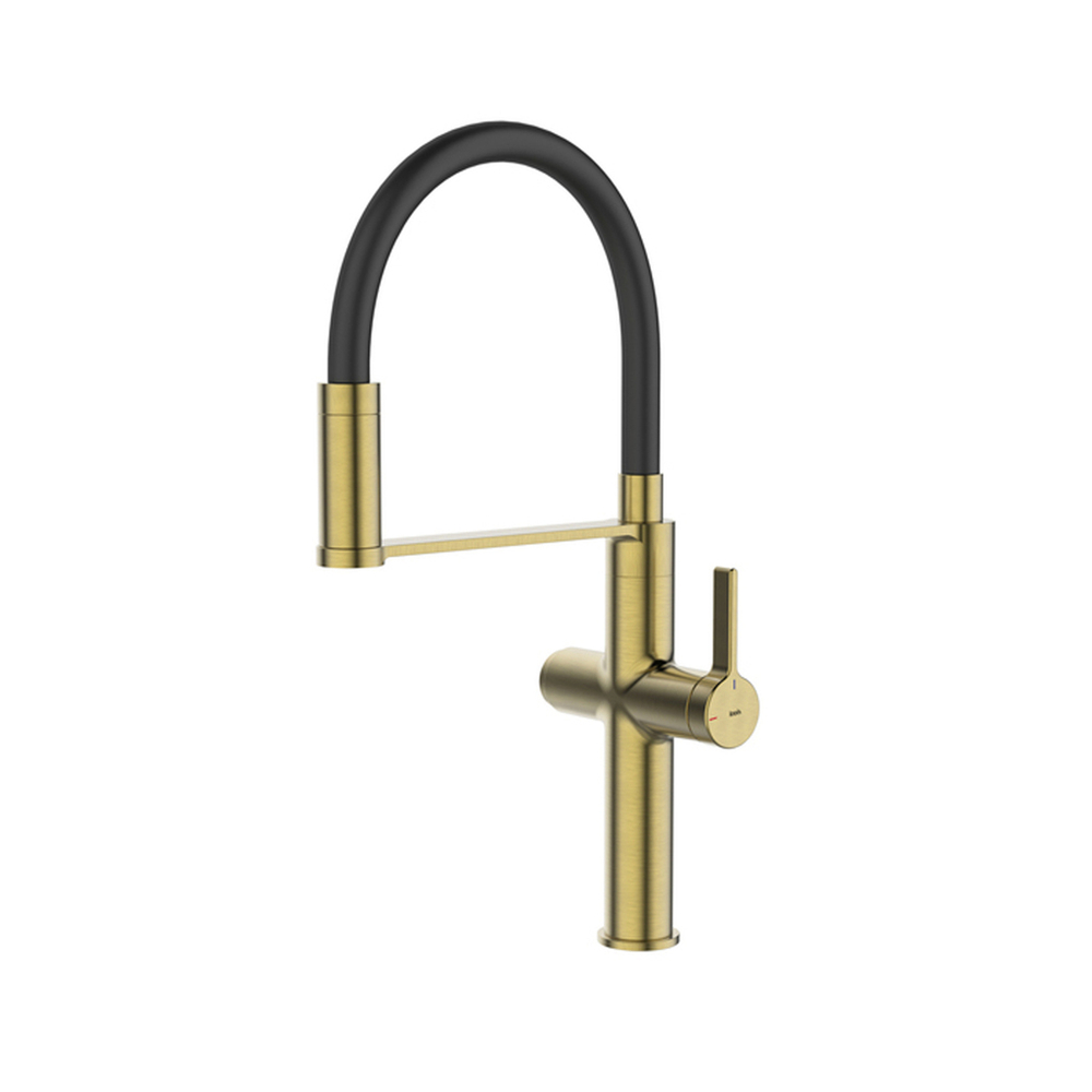 Смеситель для кухни 30к IDDIS IKNMGFFi05 "Ikon" с вых для пит. фильтра выс.гибкий излив ЗОЛОТО мат.