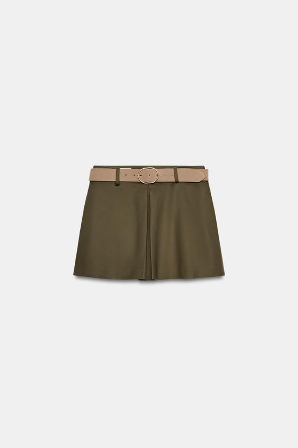 ZARA ЮБКА-ШОРТЫ С РЕМНЕМ, ХАКИ