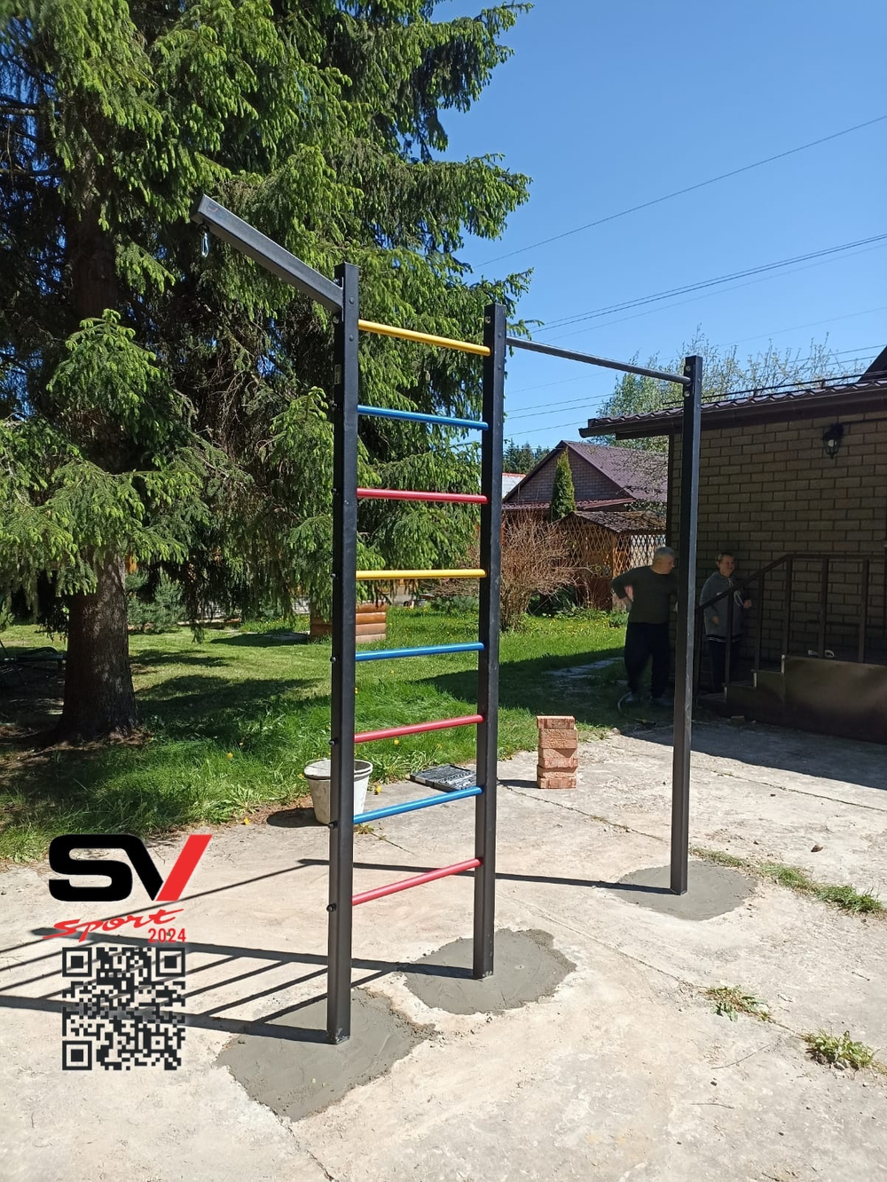 Монтаж уличной шведской стенки Sv Sport (3 вертикальных столба)