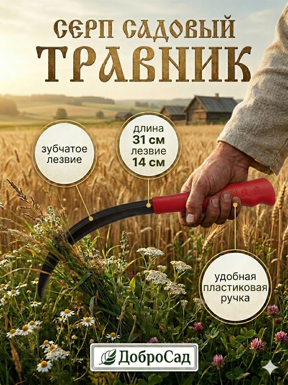 Серп садовый 5,5» пластиковая ручка