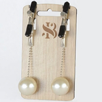 Зажимы на соски с бусинами под жемчуг Pearl (Цвет: кремовый)