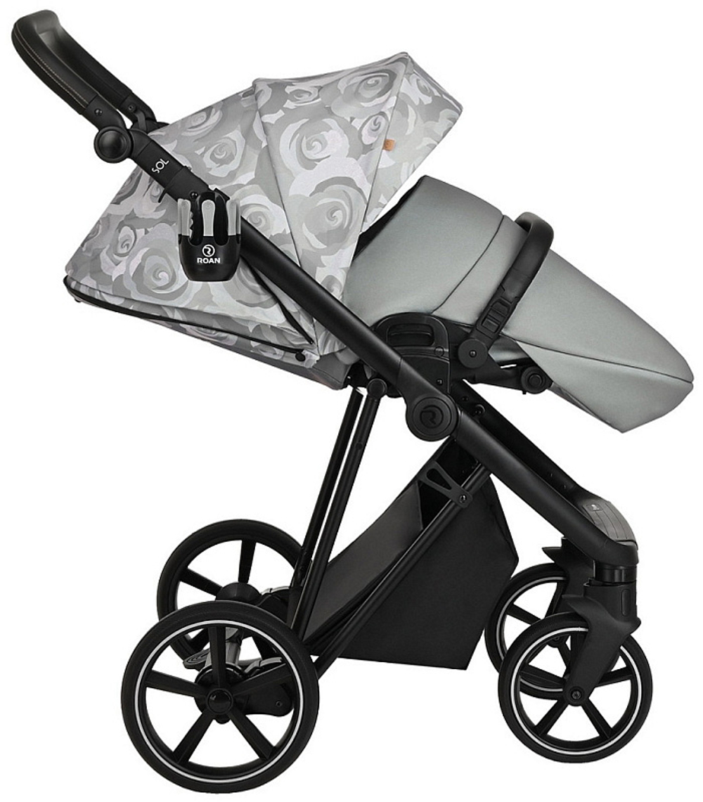 Детская коляска Roan Sol Flowers 3 в 1 с автокреслом Tutis Elo Lux Black RSF/5002 Gray/Black
