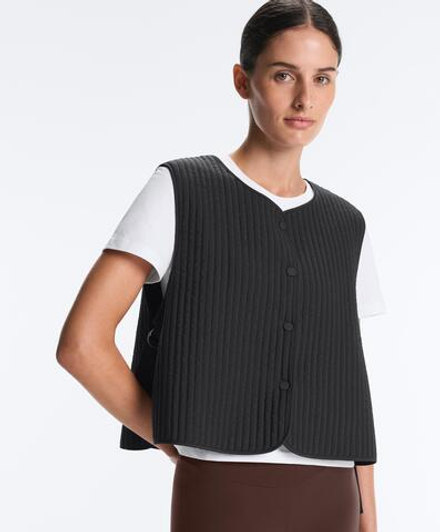 OYSHO Тонкий стеганый нейлоновый жилет, черный