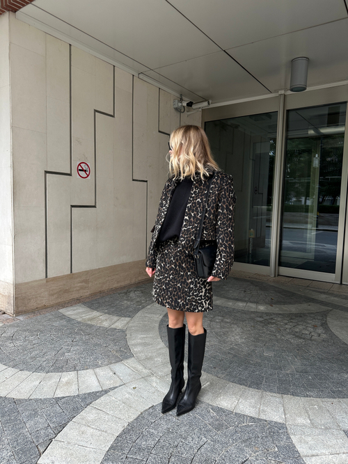 Юбка из смесовой шерсти на поясе мини леопард