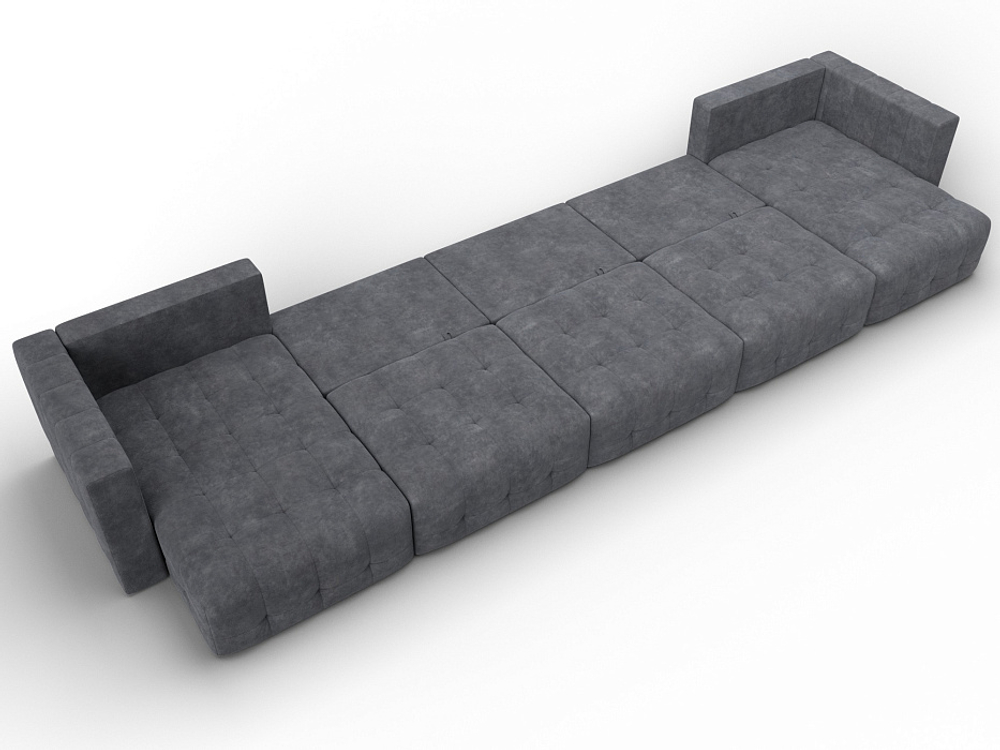 Диван П-образный Лига-052 НПБ МегаЛонг, BRUT 16 ВЕЛЮР темно-серый