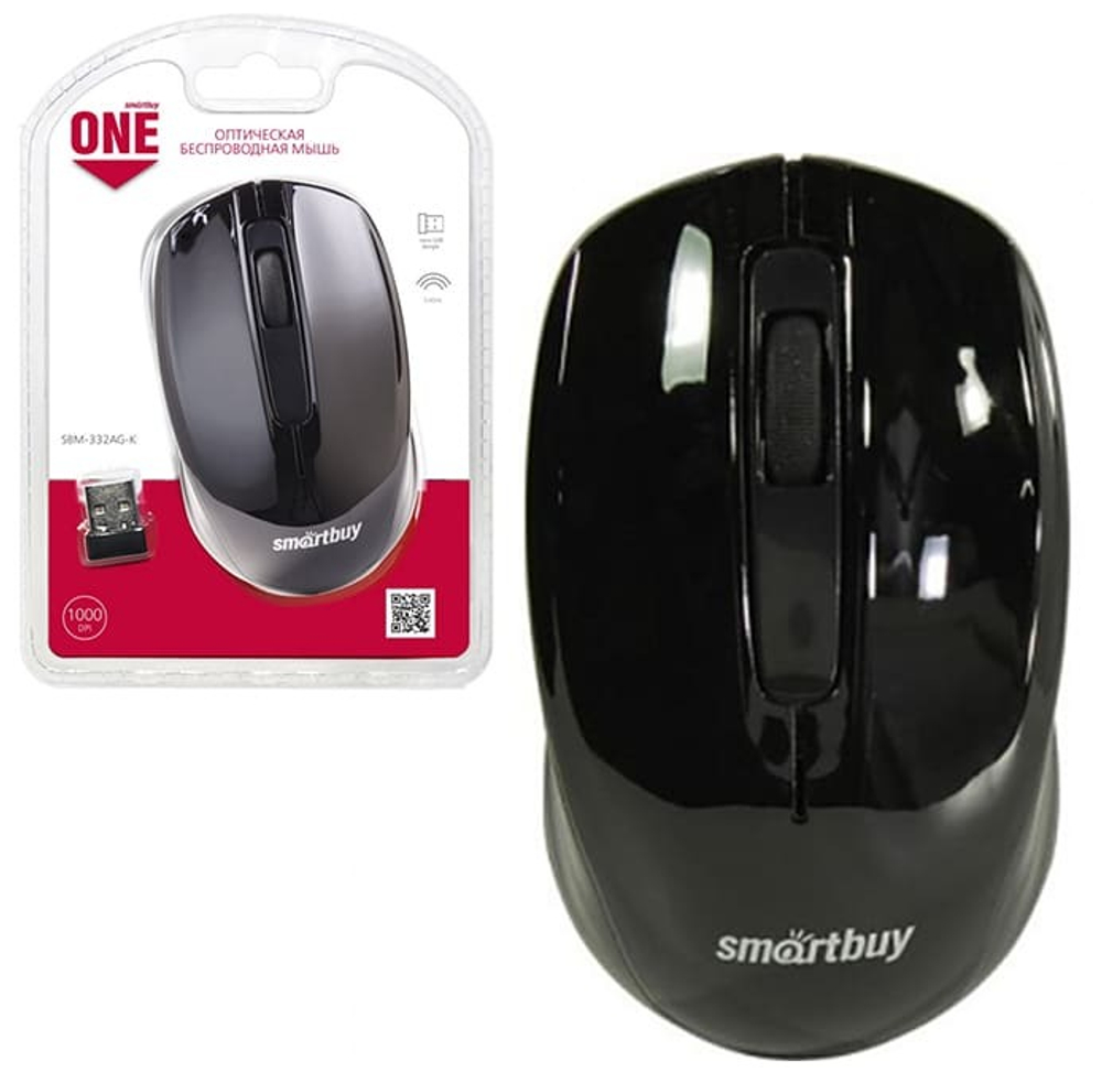 Мышь беспроводная SmartBuy ONE 332 черная (SBM-332AG-K)