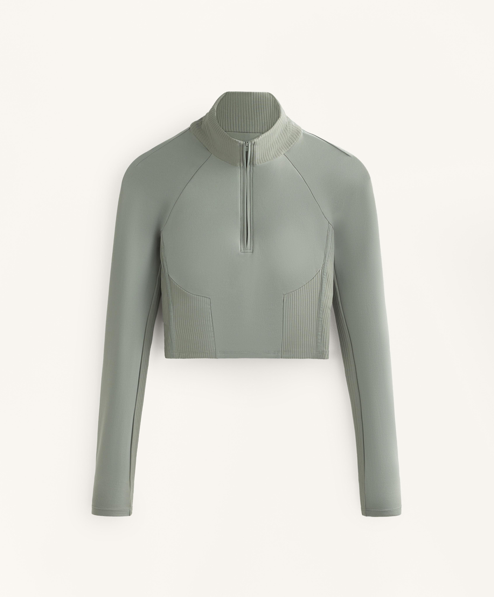 Oysho Лонгслив Comfortlux Rib, серый хаки