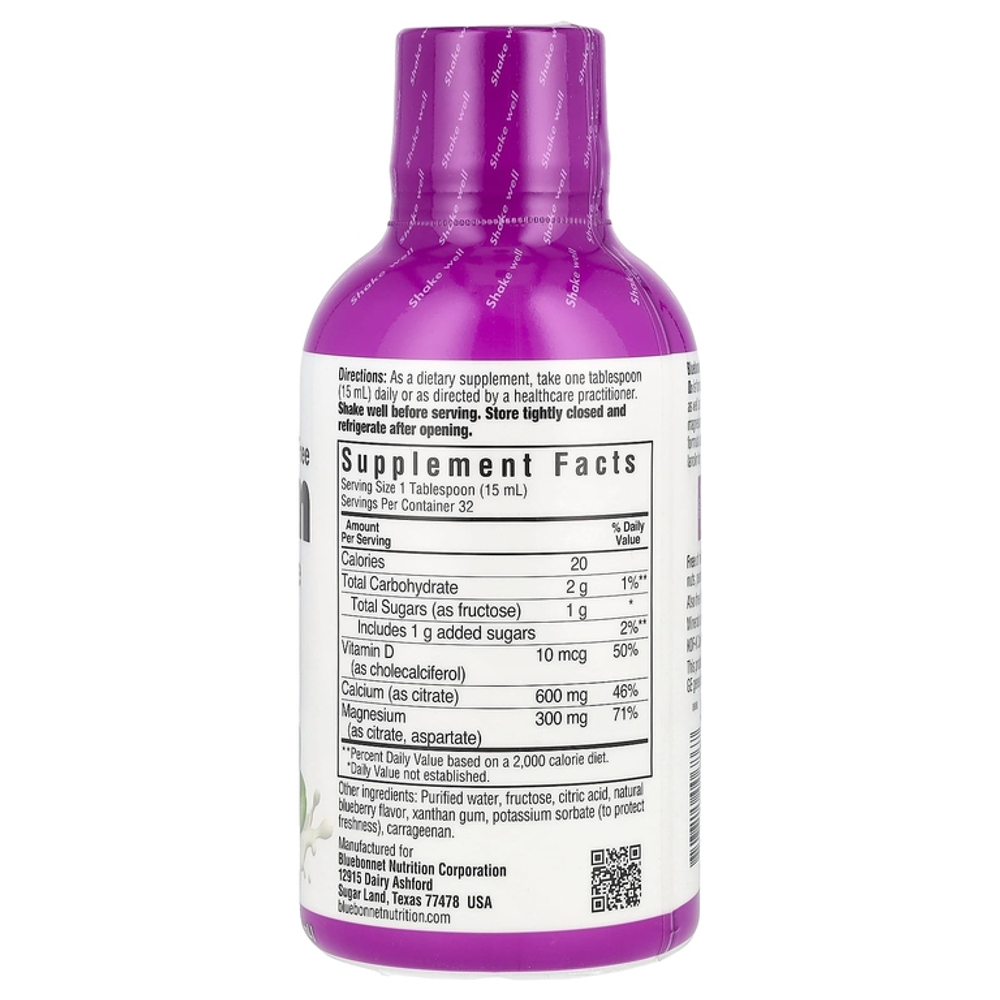 Bluebonnet Nutrition, добавка с цитратом магния, кальция и витамином D3, 473 ml.