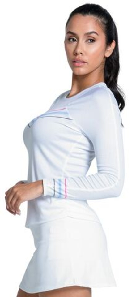 Женская теннисная футболка   Lucky in Love Got The Blues Blue Streak Long Sleeve