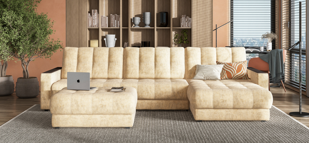 Угловой диван Босс Макс Велюр Роял шампань