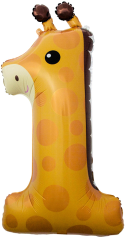 Шар (34''/86 см) Цифра, 1 Жираф, 1 шт. в уп.