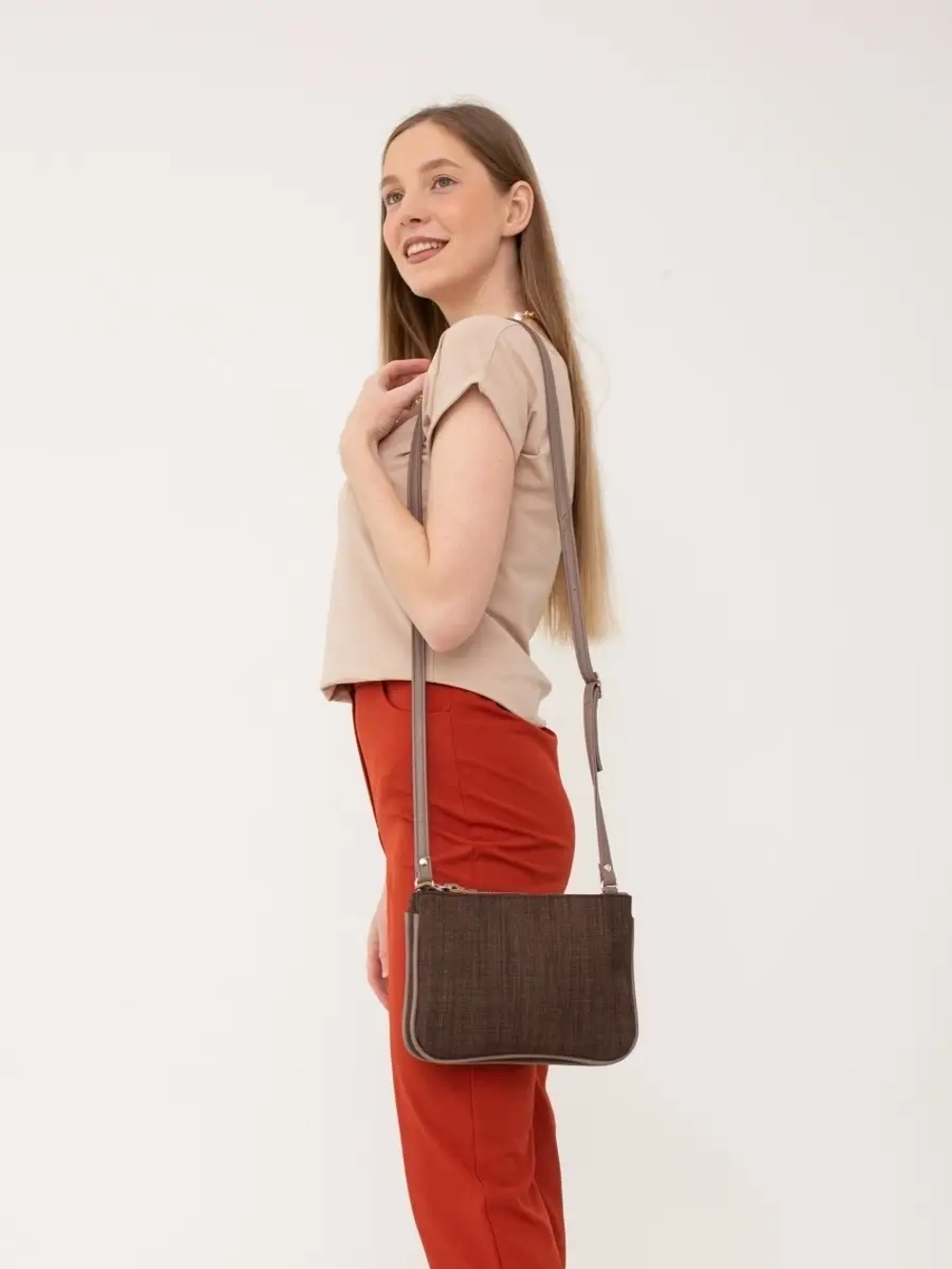 сумка через плечо маленькая кросс-боди льняная