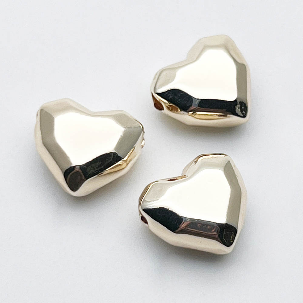 Подвеска-бусина Сердце, цвет золото, размер 14*15 мм, отверстие 2 мм, цена за 1 шт