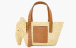 Сумка Loewe Elephant Raffia and Calfskin Leather Small Basket Bag "Natural Brown"