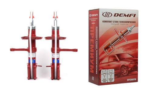 Стойка передняя ВАЗ 2190 Гранта правая, левая премиум газомасляная Демфи 2190-2905002-12