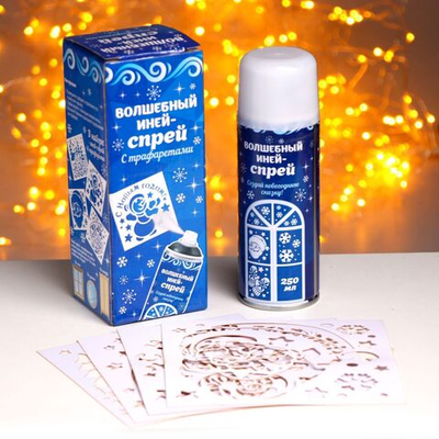 Новый год. Искусственный снег спрей «Зимняя сказка», 4 трафарета, 250 мл, цвет белый