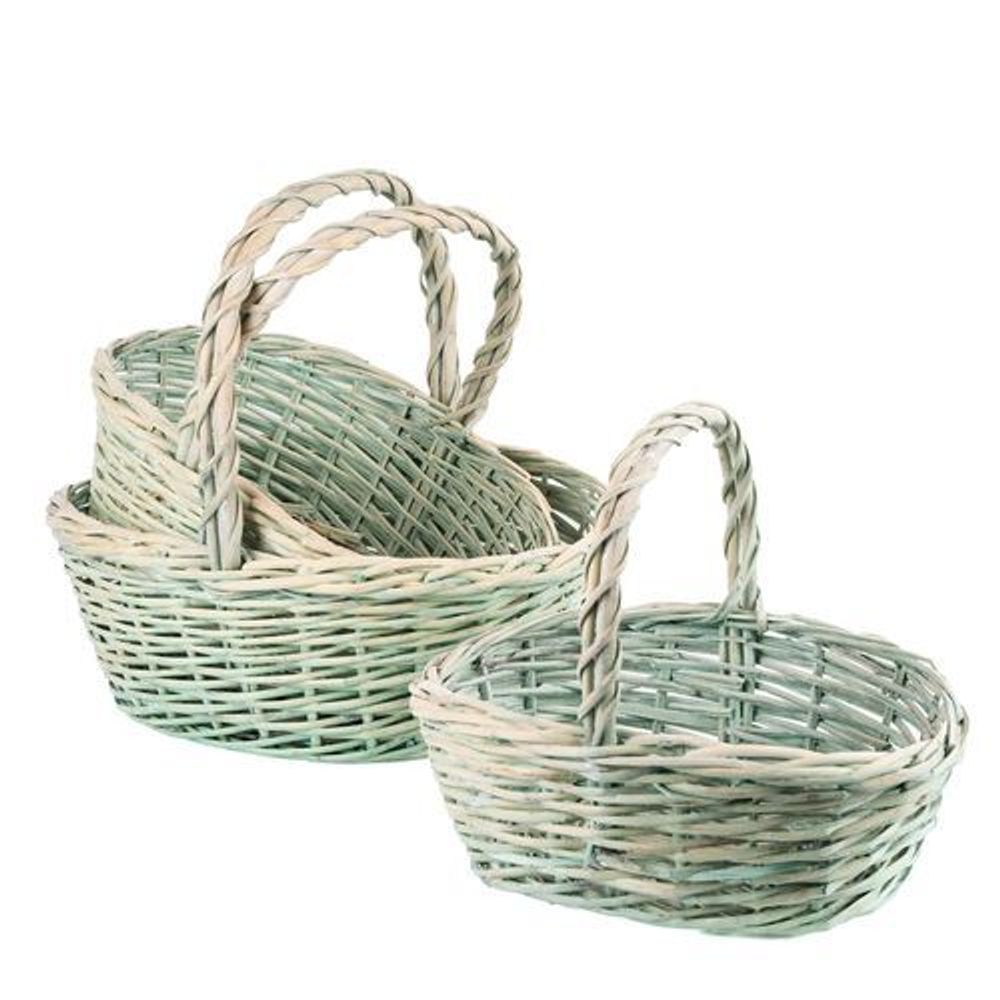 Корзина НАБОР/3шт (Ива) D43*39/D38*35/D33*30 ЗЕЛЕНАЯ