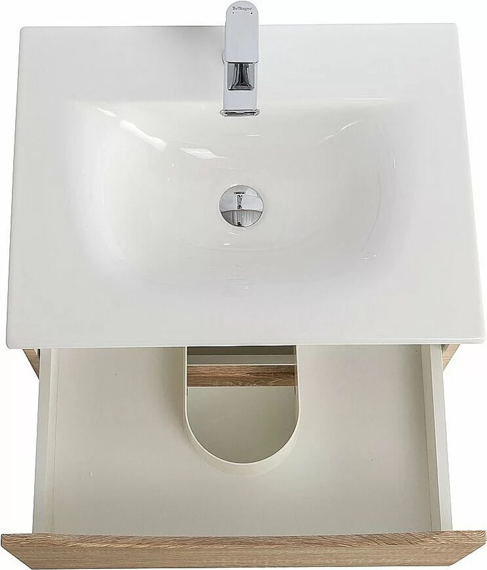 Тумба с раковиной BelBagno MARINO-CER-N-600-2C-SO-WO-P Rovere Bianco