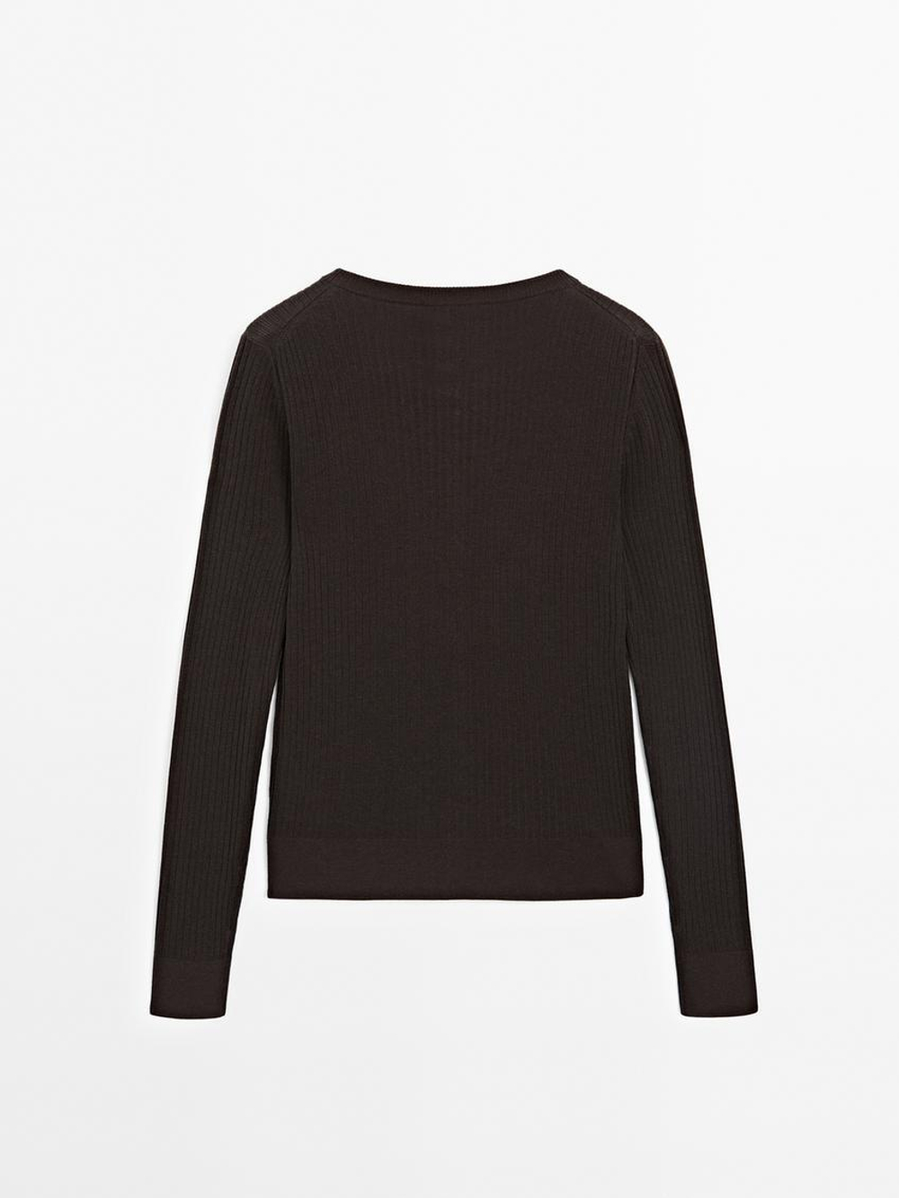 Massimo Dutti Трикотажный кардиган , шоколадно-коричневый