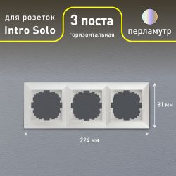 Рамка для розеток и выключателей Intro Solo 4-503-06 на 3 поста, СУ, перламутр