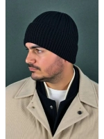 шапка вязаная теплая с отворотом стильная