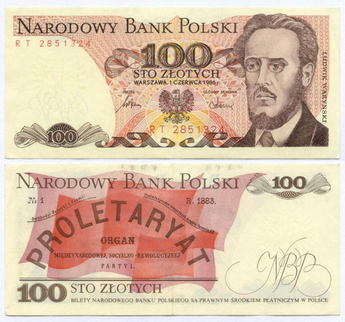 Банкнота Польша 100 злотых 1986 год RT 2851324. VF+